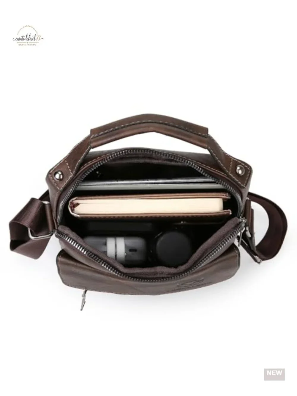 Retro Crossbody Messenger Bag with Multiple Pockets PU Leather